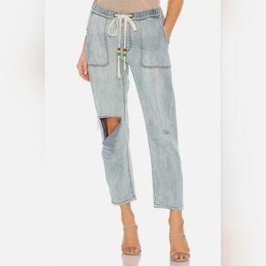 ONETEASPOON Shabbies Drawstring Boyfriend Denim Pants In Montana Wash S…
